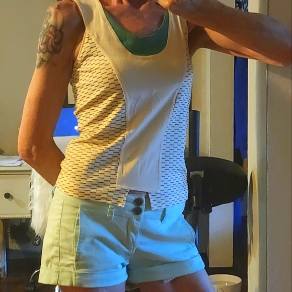 jamie sadock Tops - Jamie Sadock Cream and Green Tank Top Petite 0
